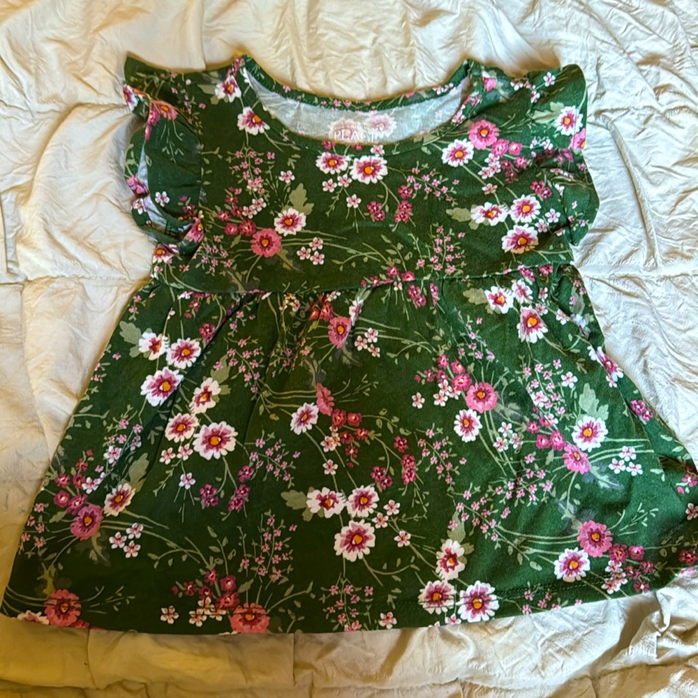 Girls children’s place floral ruffle sleeve shirt